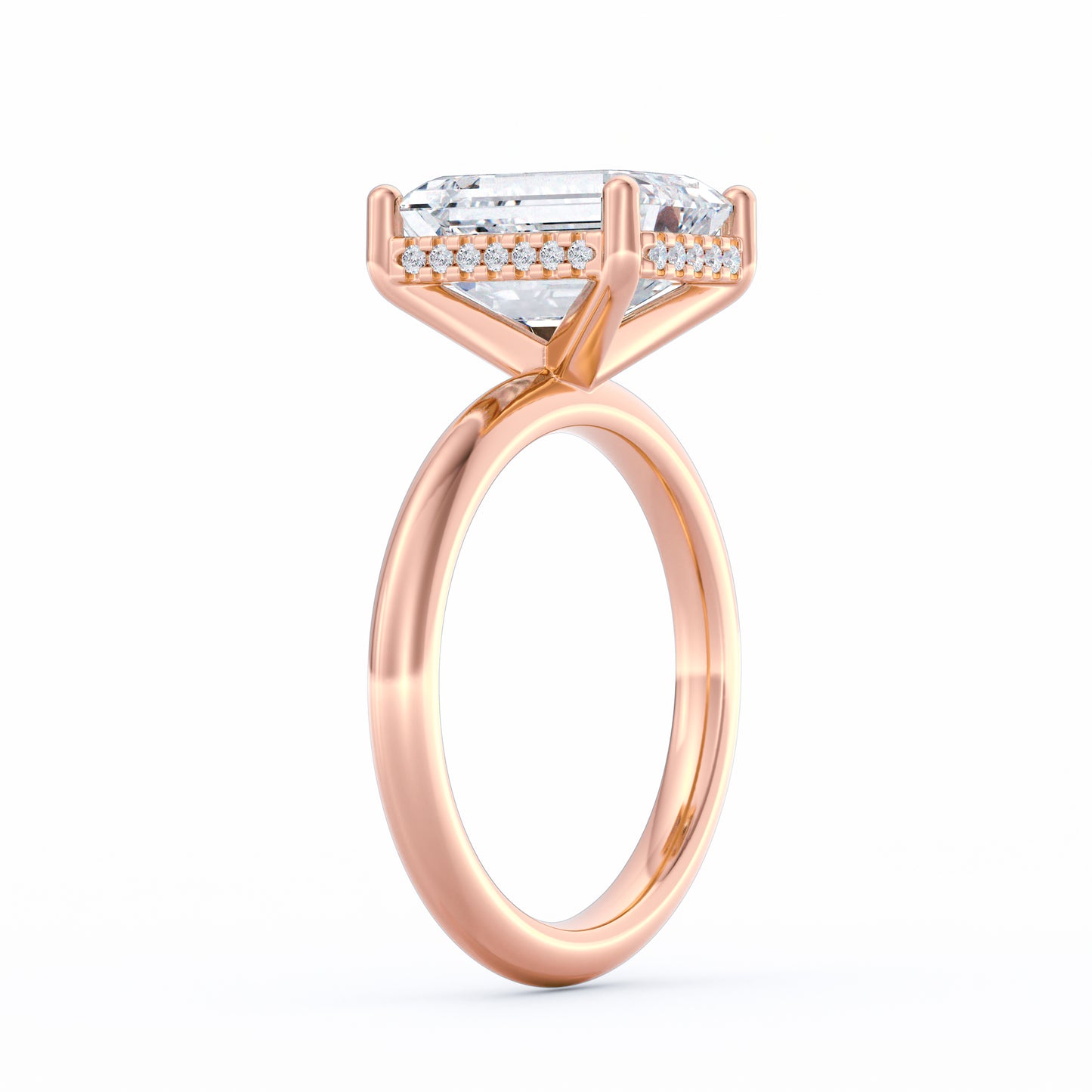 The Sienna | 4ct Emerald Cut Hidden Halo Engagement Ring