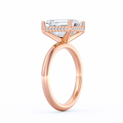 The Sienna | 4ct Emerald Cut Hidden Halo Engagement Ring