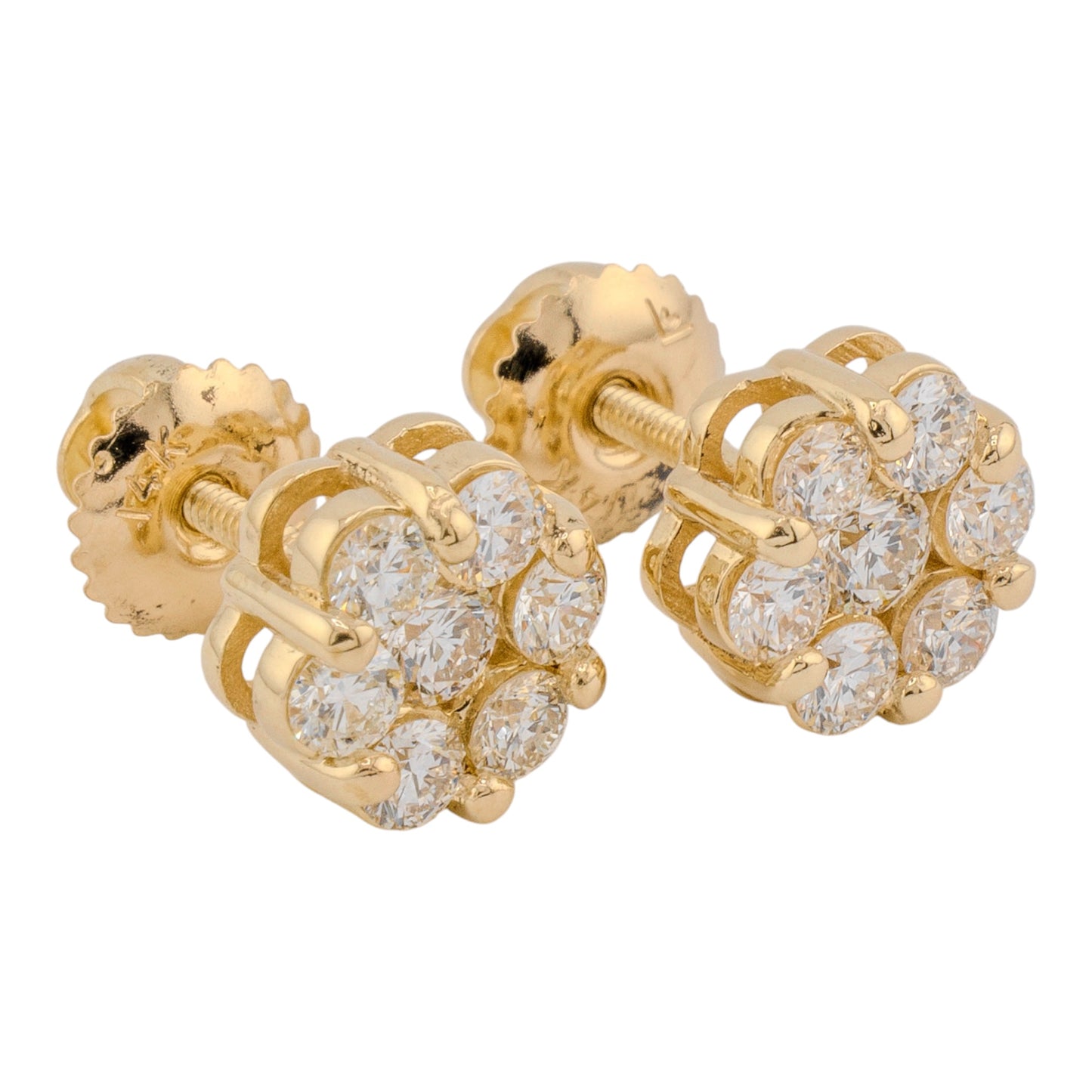 Lab Grown 7-Stone Cluster Flower Earrings 1.172 TCW