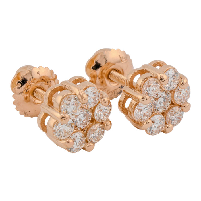 Lab Grown 7-Stone Cluster Flower Earrings 1.172 TCW