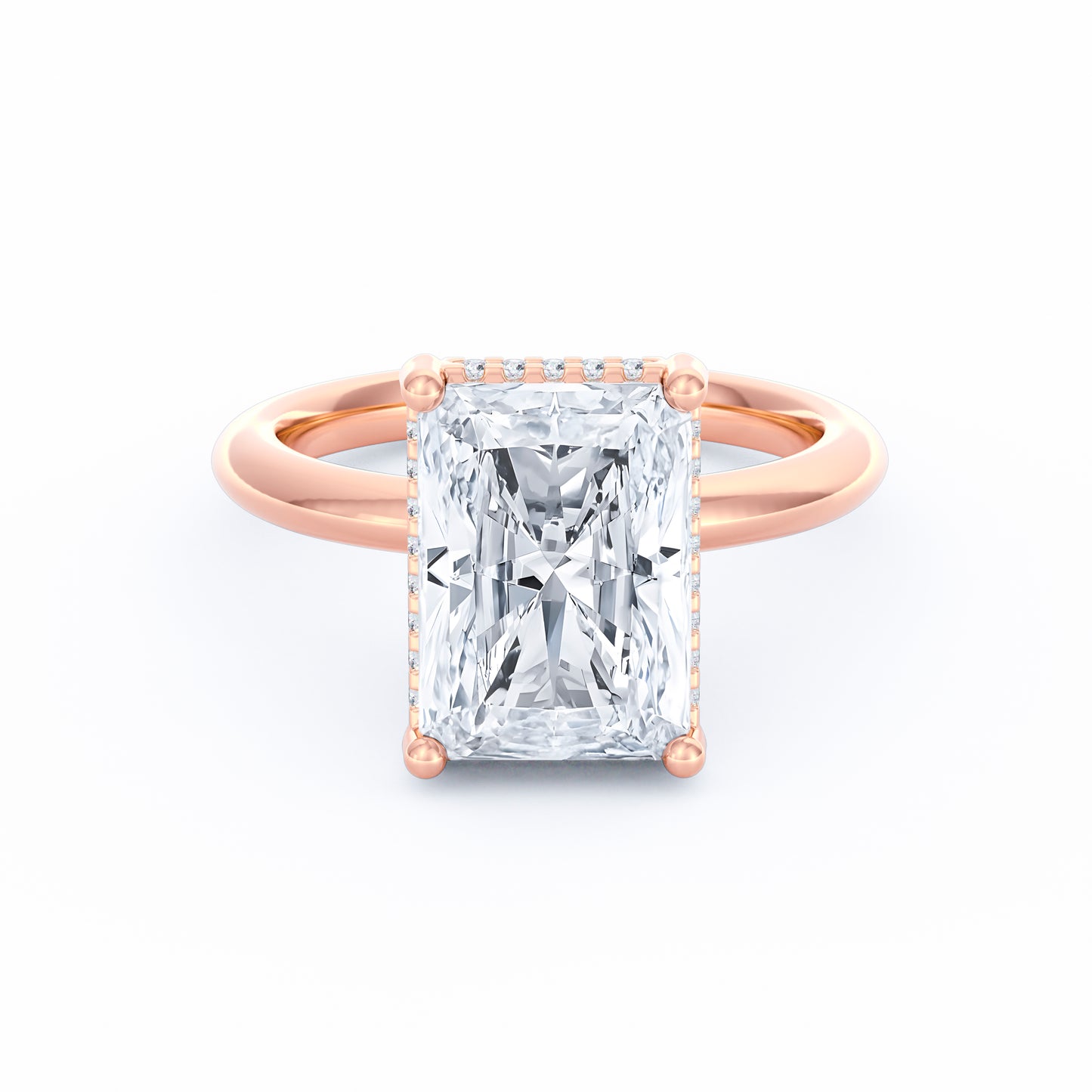 The Sienna | 4ct Radiant Cut Hidden Halo Engagement Ring
