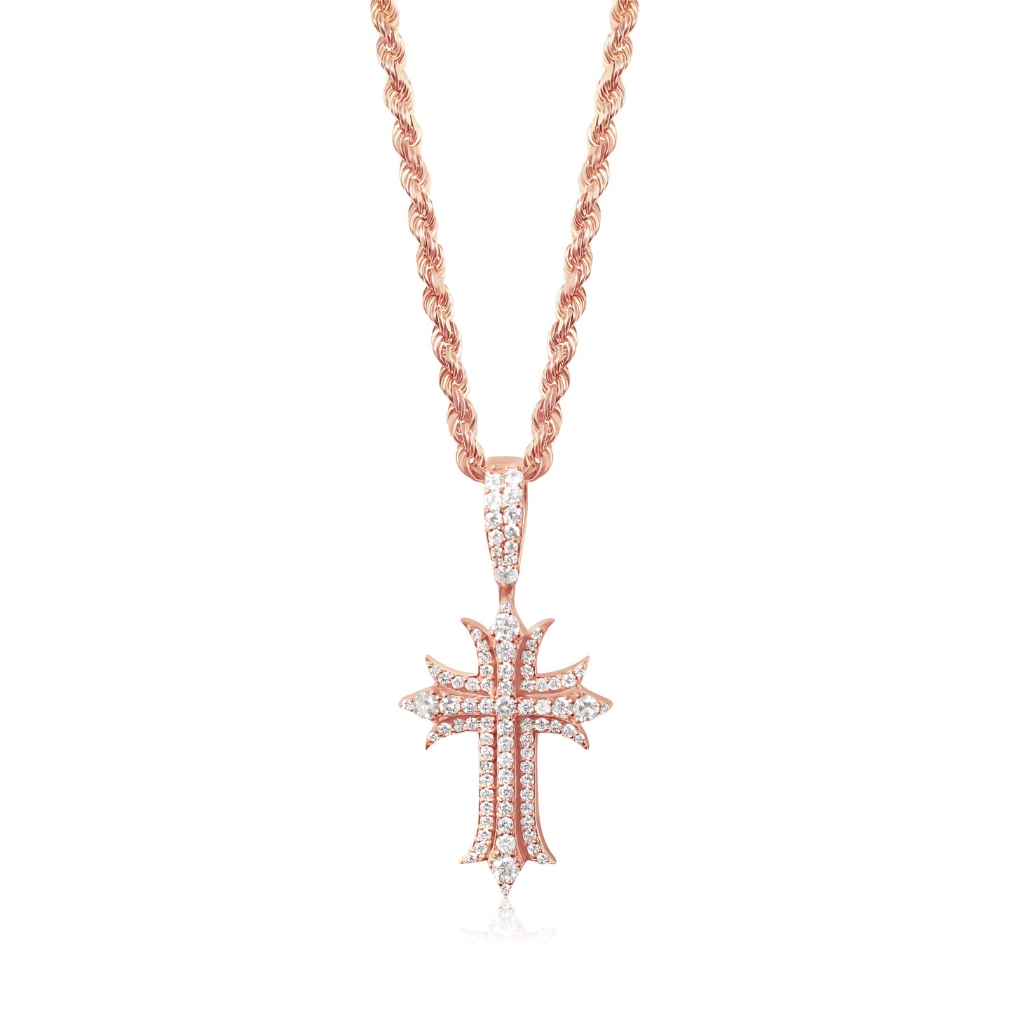 14K Spiked Diamond Cross Pendant (42mm Meduim)