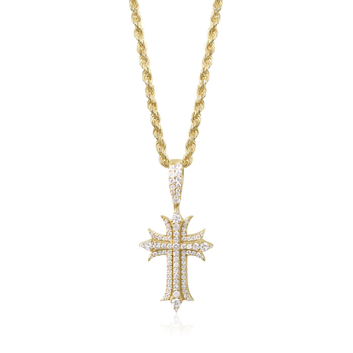 14K Spiked Diamond Cross Pendant (42mm Meduim) Alternate View