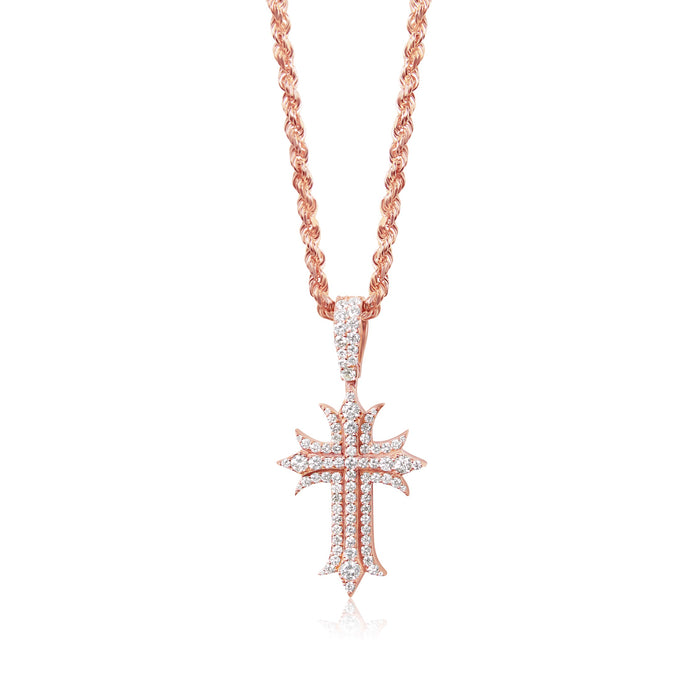 14K Spiked Diamond Cross Pendant (34mm Smaller) Alternate View