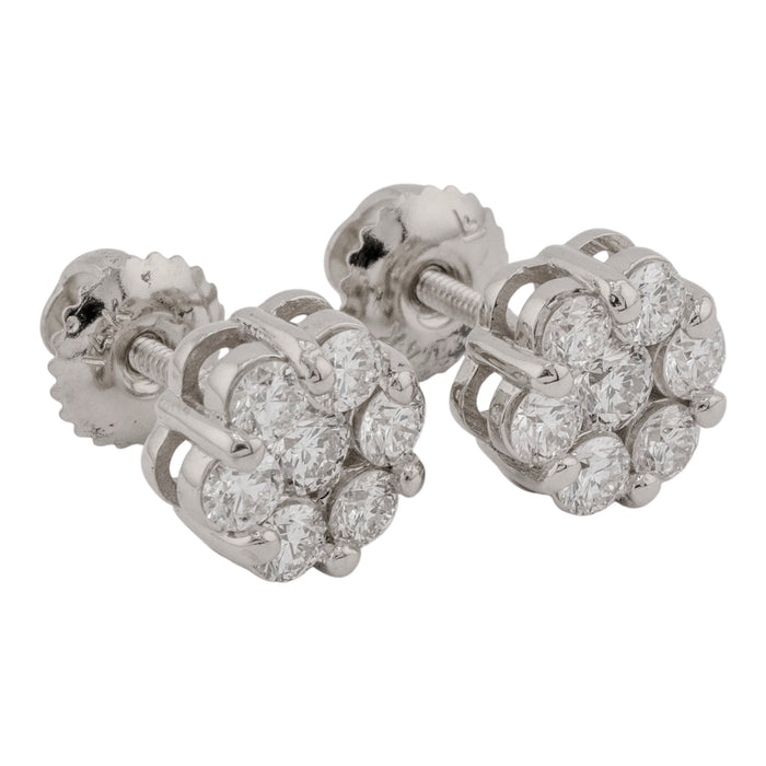 Lab Grown 7-Stone Cluster Flower Earrings 0.884 TCW Alternate View
