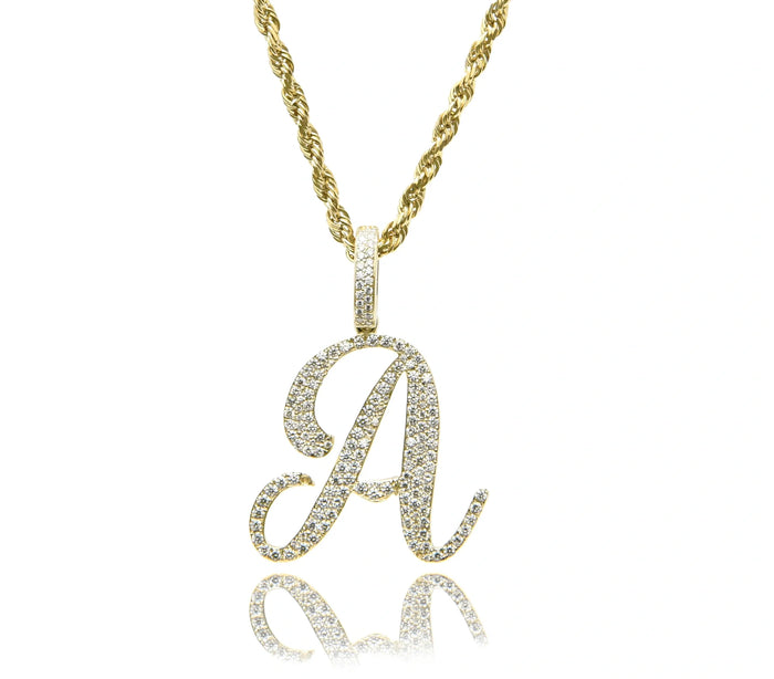 Gold Diamond Initial Pendant Letter A
