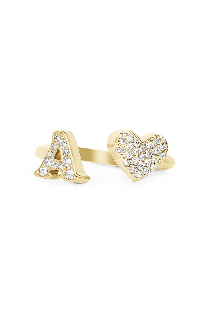Gold Diamond Initial Ring Letter A