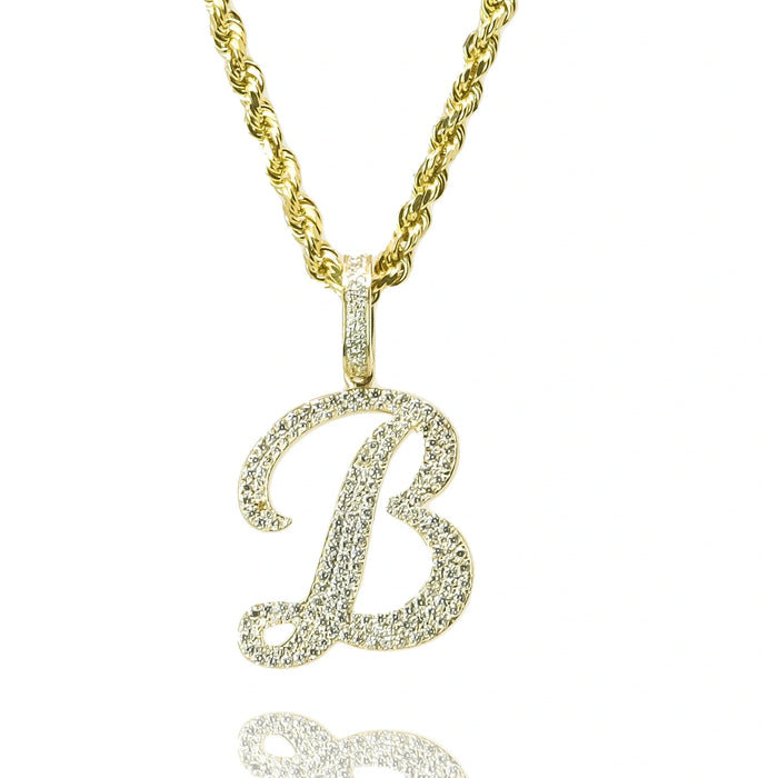 Gold Diamond Initial Pendant Letter B