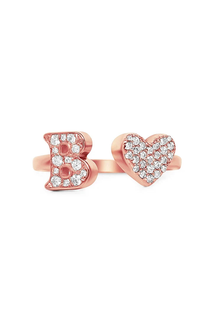 Gold Diamond Initial Ring Letter B