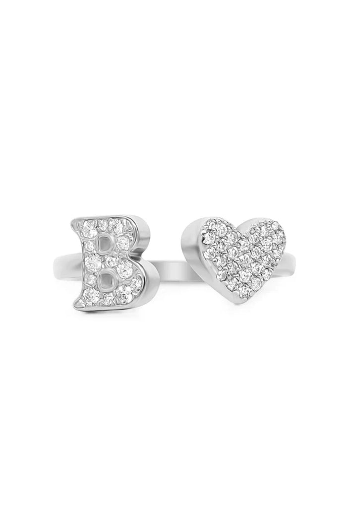 Gold Diamond Initial Ring Letter B Alternate View