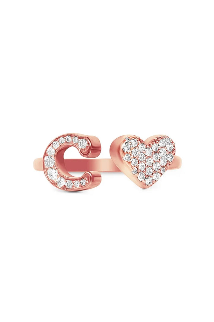 Gold Diamond Initial Ring Letter C Alternate View