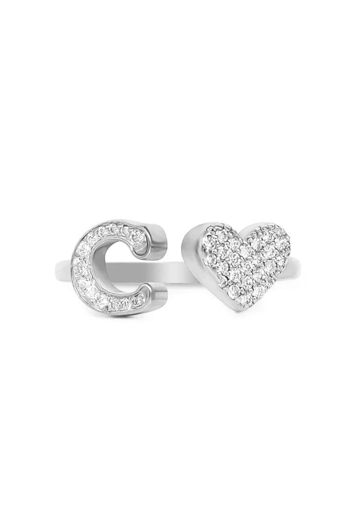 Gold Diamond Initial Ring Letter C