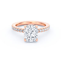 Avery | 2ct Elongated Cushion Cut Pavé Band Engagement Ring