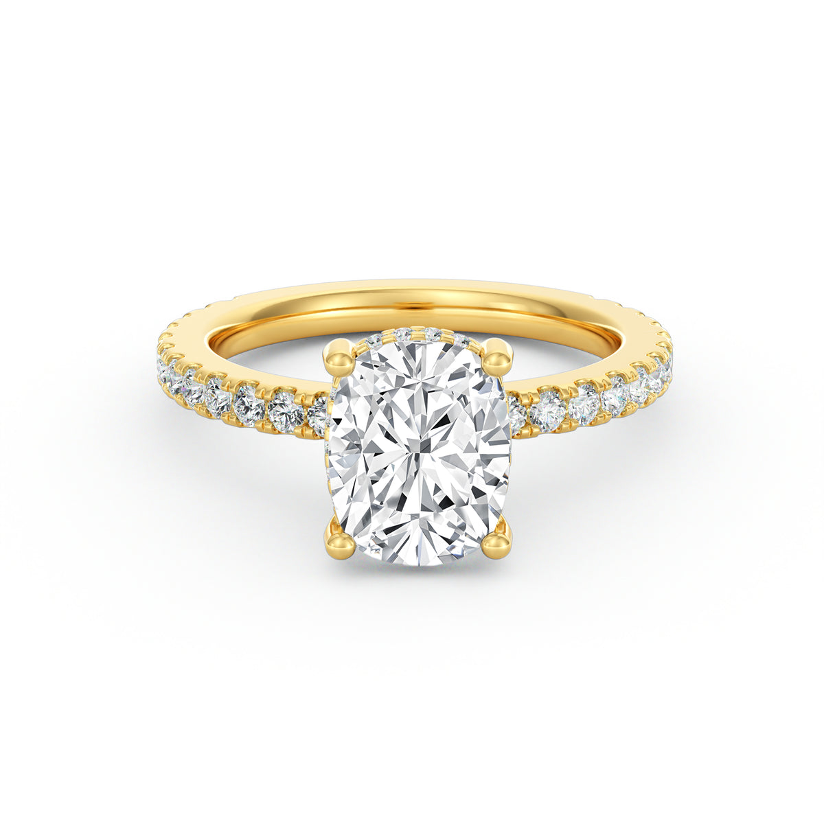 Avery | 2ct Elongated Cushion Cut Pavé Band Engagement Ring