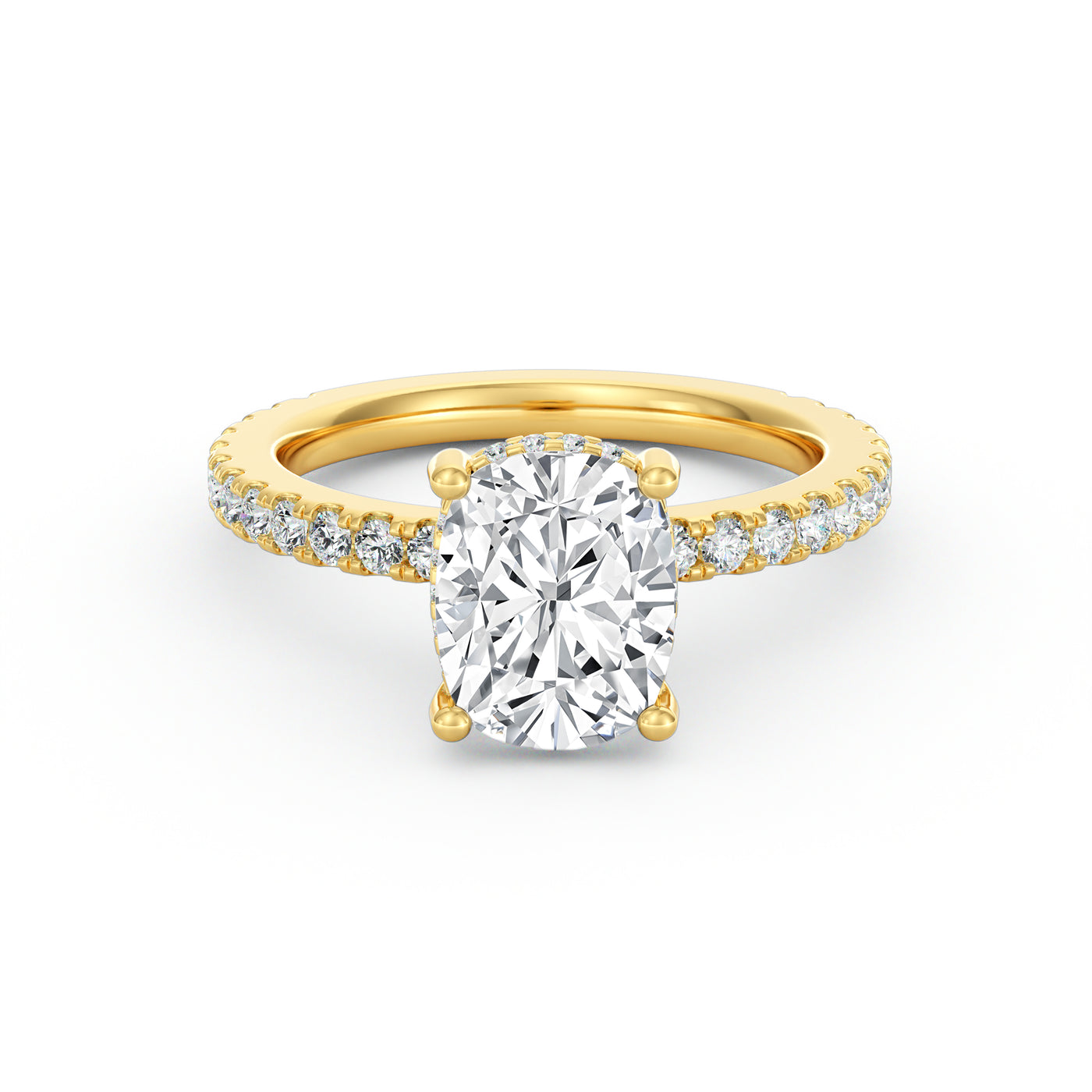 Avery | 2ct Elongated Cushion Cut Pavé Band Engagement Ring