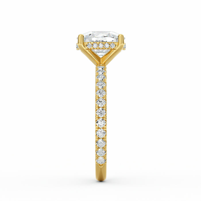 Avery | 2ct Elongated Cushion Cut Pavé Band Engagement Ring