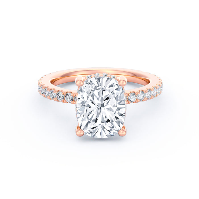 Avery | 3ct Elongated Cushion Cut Pavé Band Engagement Ring