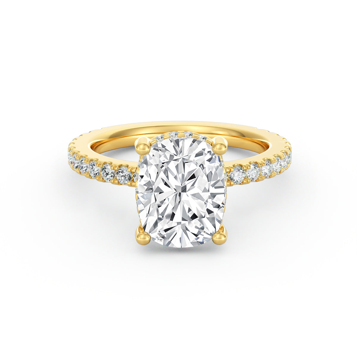 Avery | 3ct Elongated Cushion Cut Pavé Band Engagement Ring