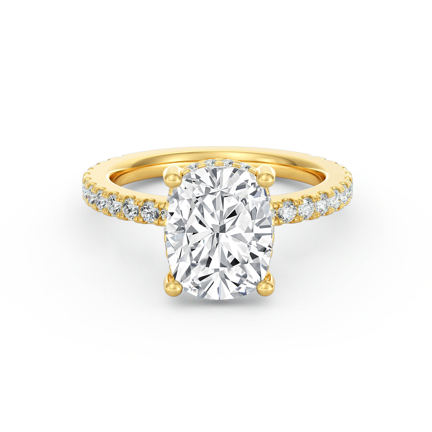 Avery | 3ct Elongated Cushion Cut Pavé Band Engagement Ring