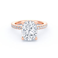 Avery | 4ct Elongated Cushion Cut Pavé Band Engagement Ring