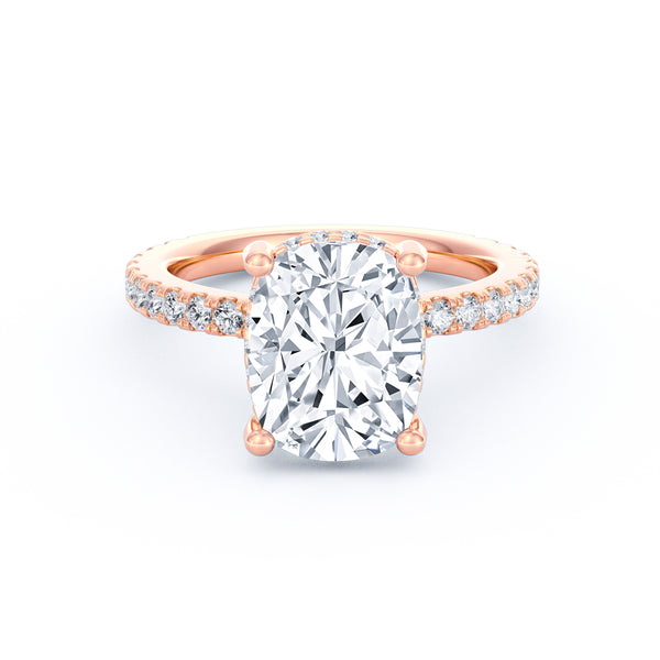 Avery | 4ct Elongated Cushion Cut Pavé Band Engagement Ring alternate