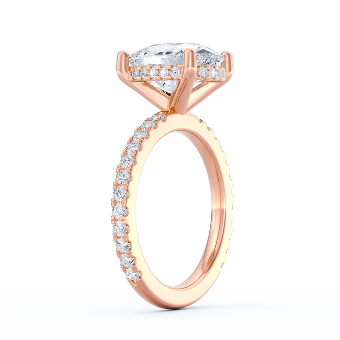 Avery | 4ct Elongated Cushion Cut Pavé Band Engagement Ring