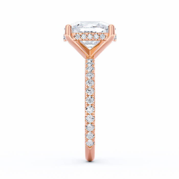 Avery | 4ct Elongated Cushion Cut Pavé Band Engagement Ring