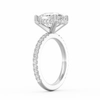 Avery | 4ct Elongated Cushion Cut Pavé Band Engagement Ring