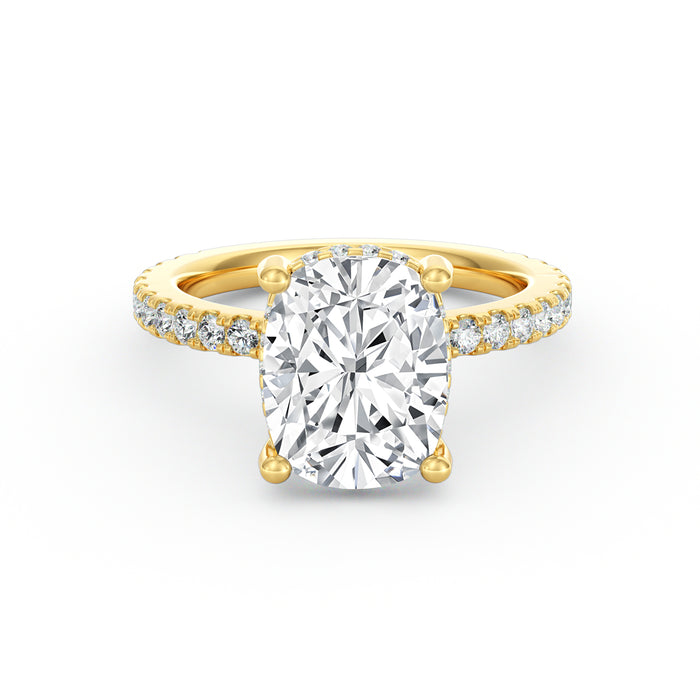 Avery | 4ct Elongated Cushion Cut Pavé Band Engagement Ring