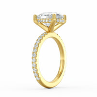 Avery | 4ct Elongated Cushion Cut Pavé Band Engagement Ring