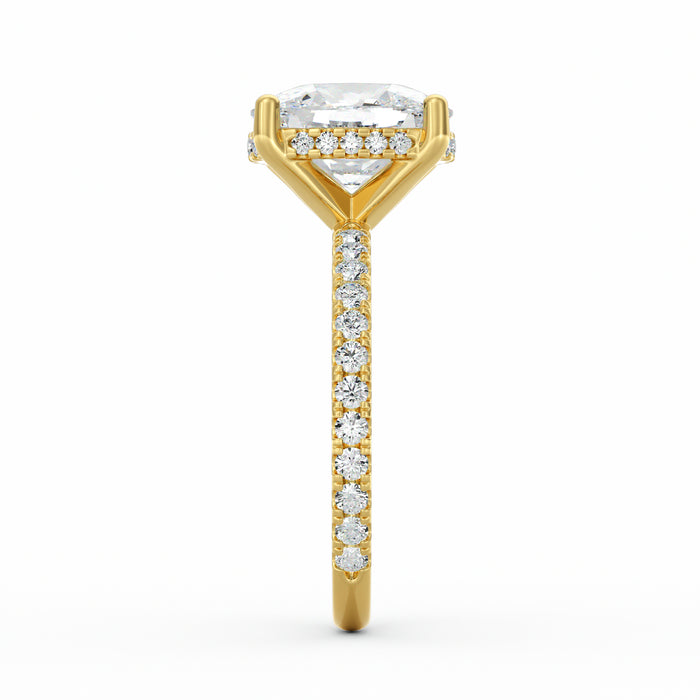 Avery | 4ct Elongated Cushion Cut Pavé Band Engagement Ring