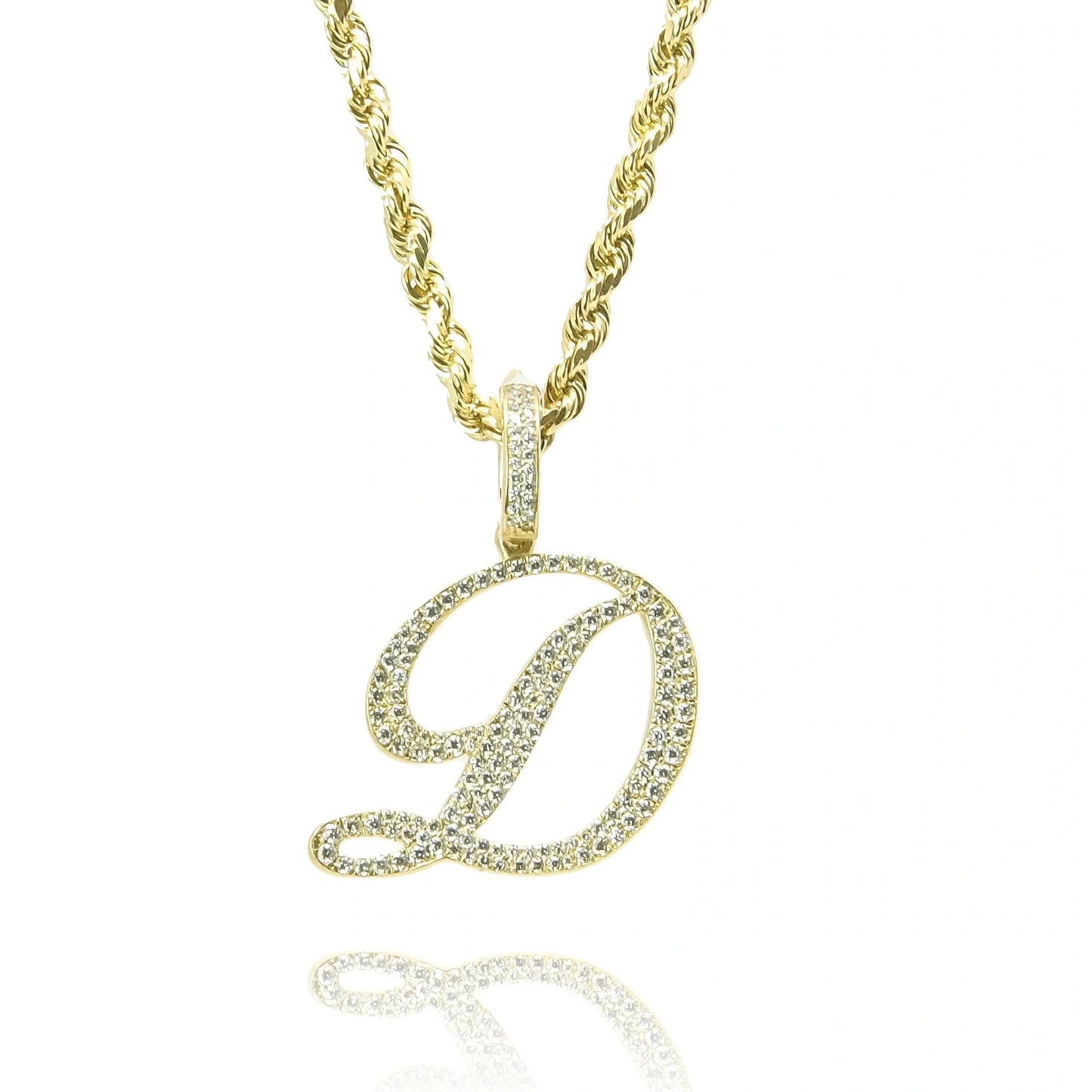Gold Diamond Initial Pendant Letter D