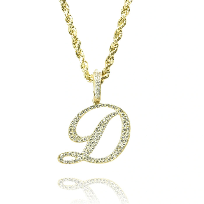 Gold Diamond Initial Pendant Letter D