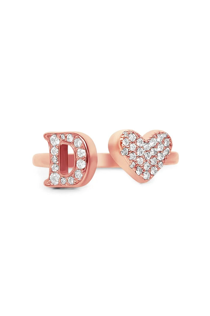 Gold Diamond Initial Ring Letter D Alternate View