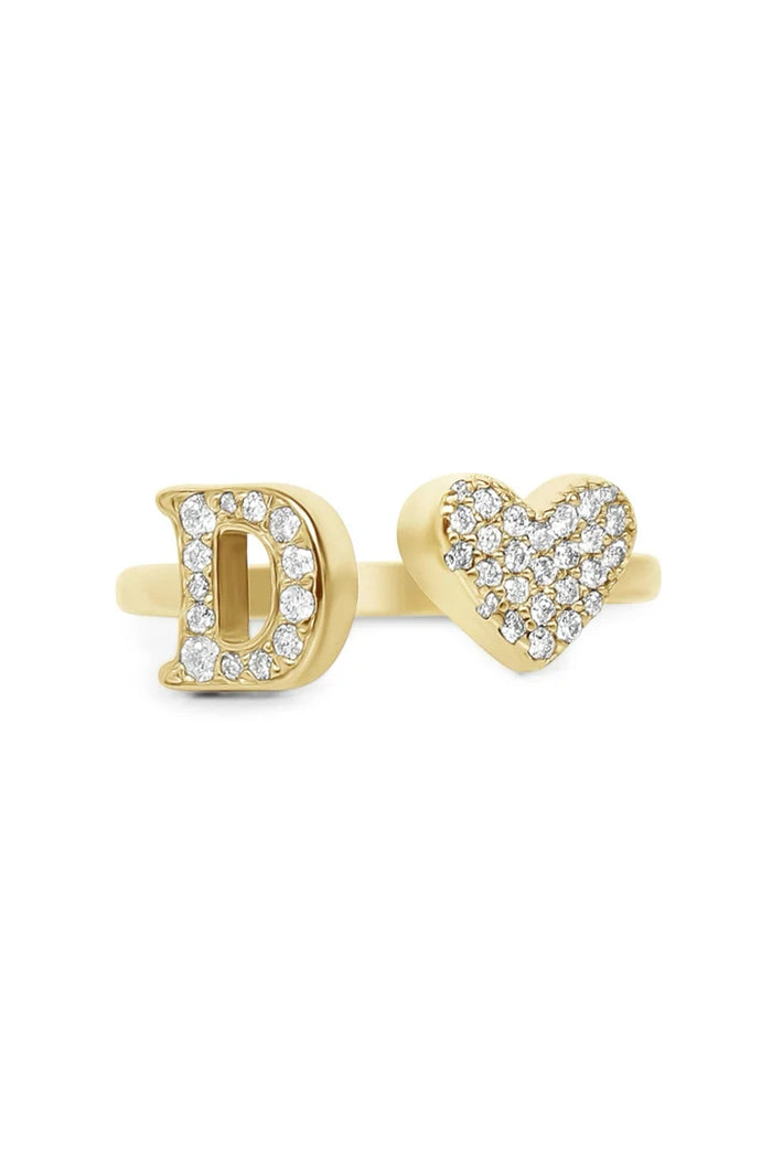 Gold Diamond Initial Ring Letter D
