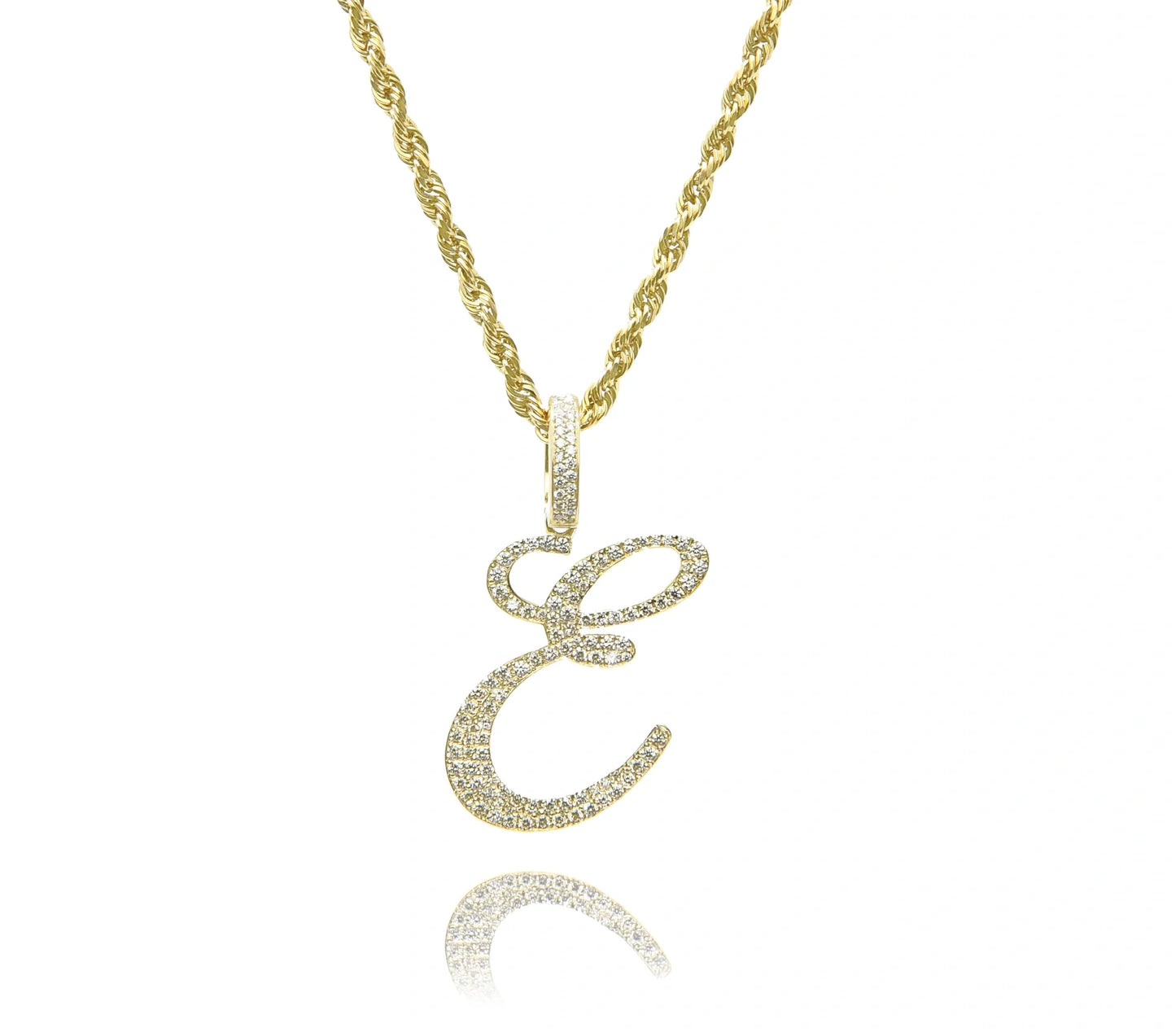 Gold Diamond Initial Pendant Letter E