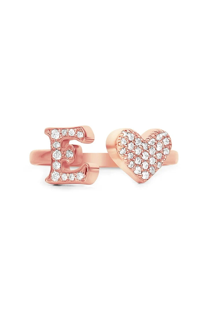 Gold Diamond Initial Ring Letter E