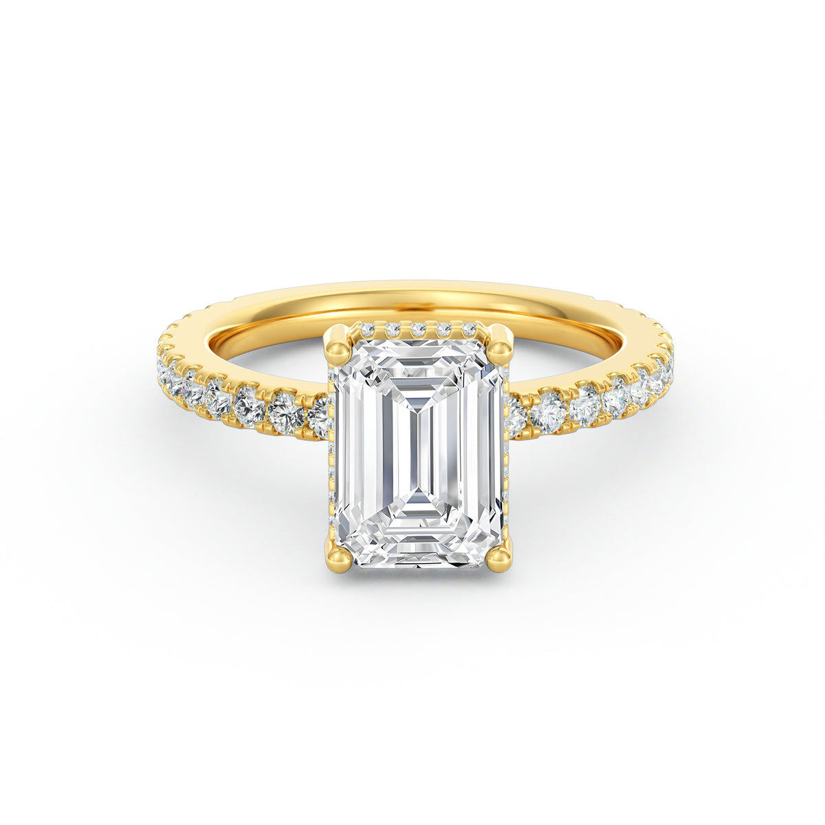 Avery | 2ct Emerald Cut Pavé Band Engagement Ring