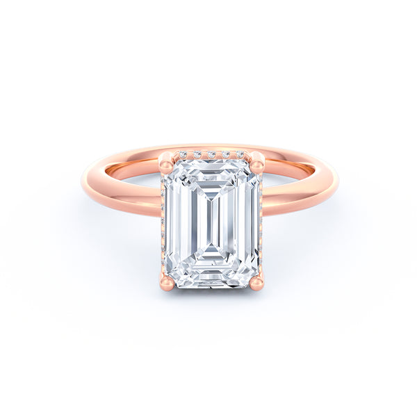 Sienna | 3ct Emerald Cut Hidden Halo Engagement Ring alternate