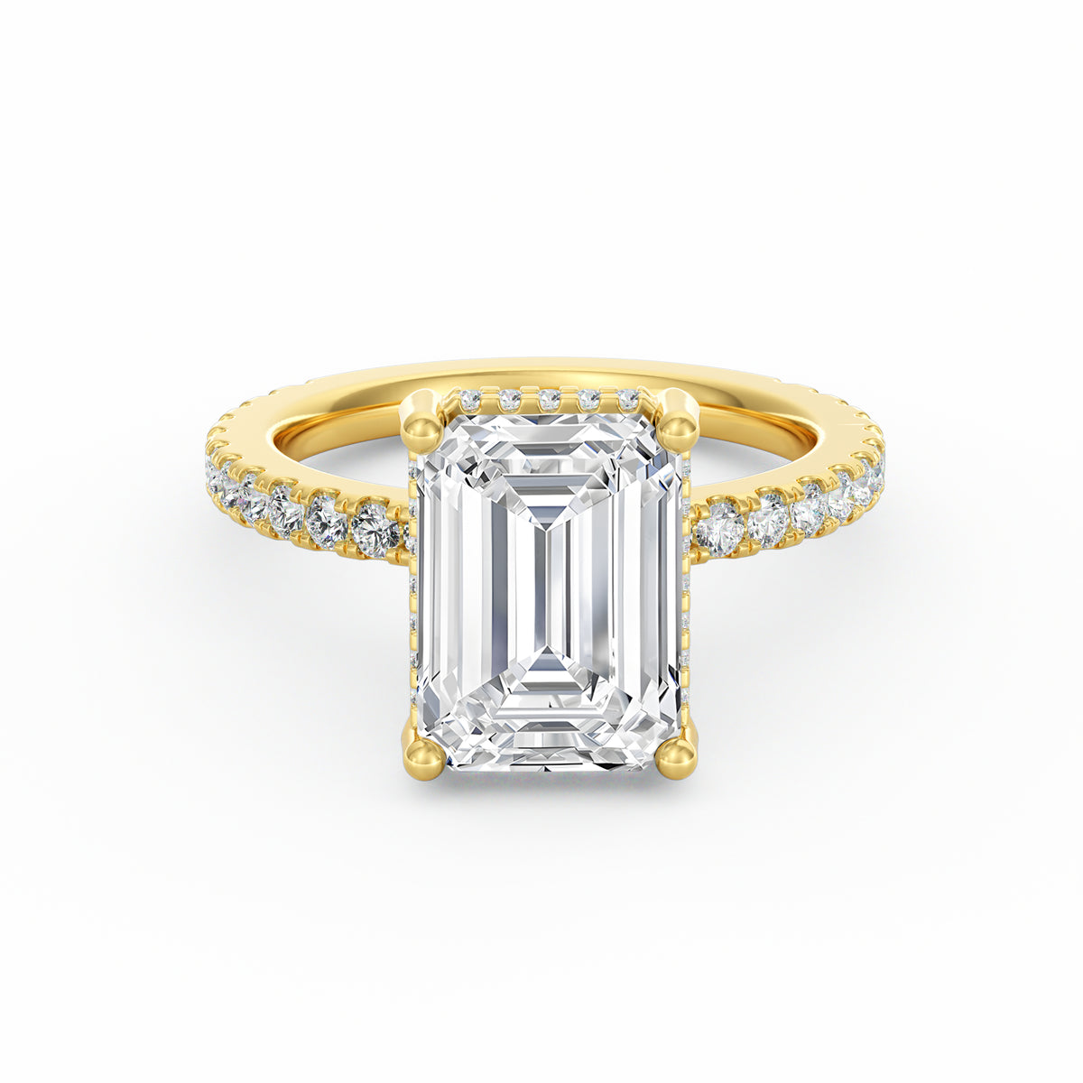 Avery | 4ct Emerald Cut Pavé Band Engagement Ring