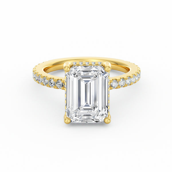 Avery | 4ct Emerald Cut Pavé Band Engagement Ring