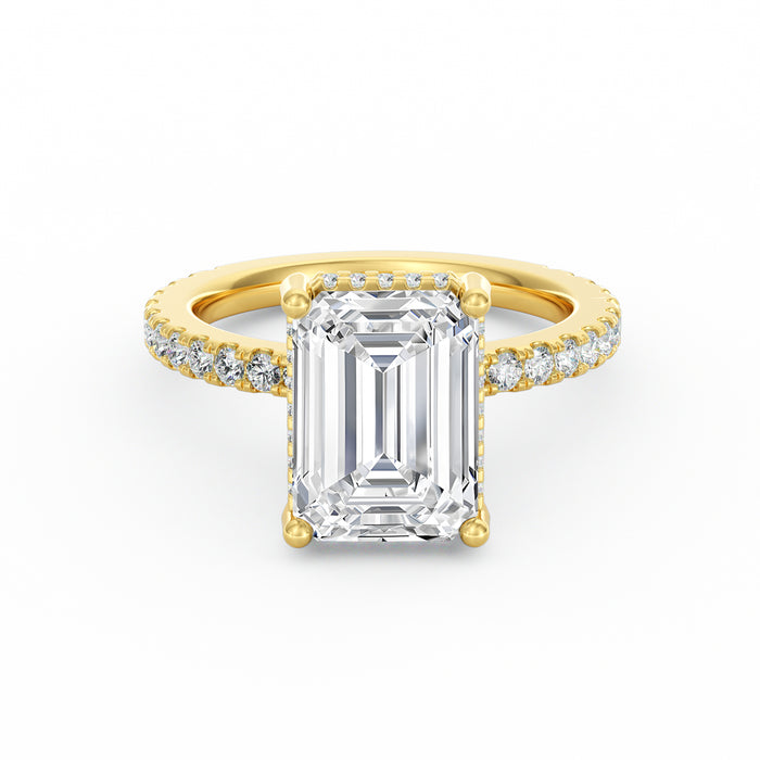Avery | 4ct Emerald Cut Pavé Band Engagement Ring