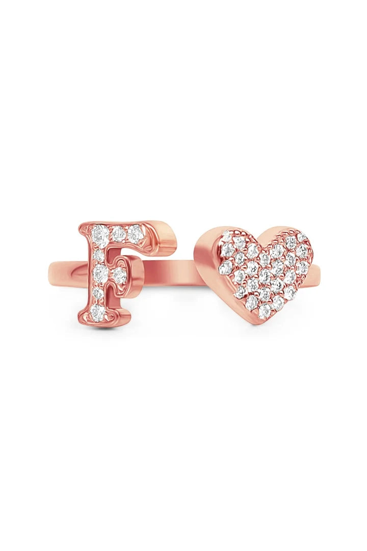 Gold Diamond Initial Ring Letter F