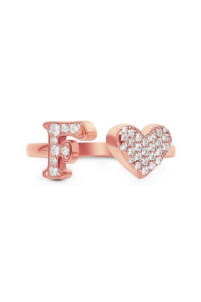 Gold Diamond Initial Ring Letter F Alternate View