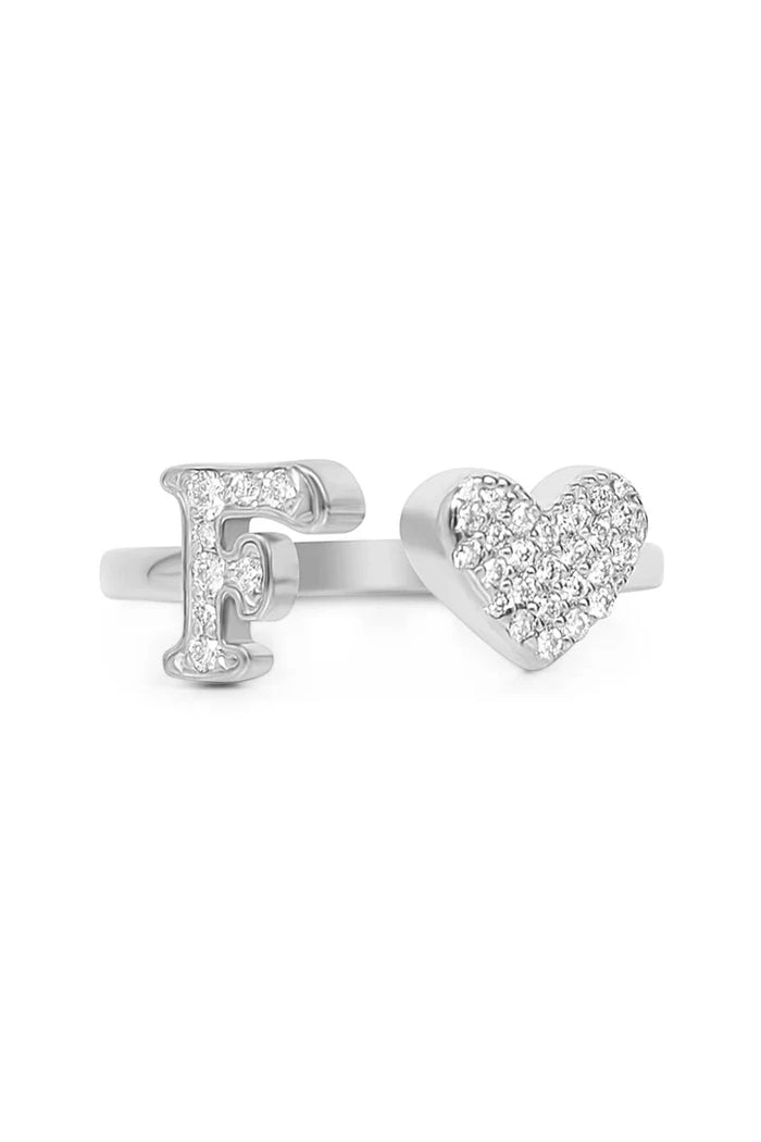 Gold Diamond Initial Ring Letter F