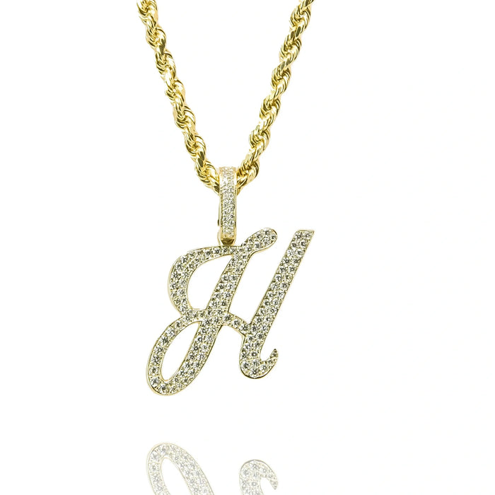Gold Diamond Initial Pendant Letter H