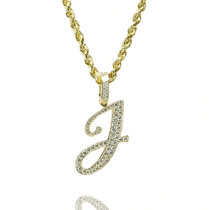 Gold Diamond Initial Pendant Letter J