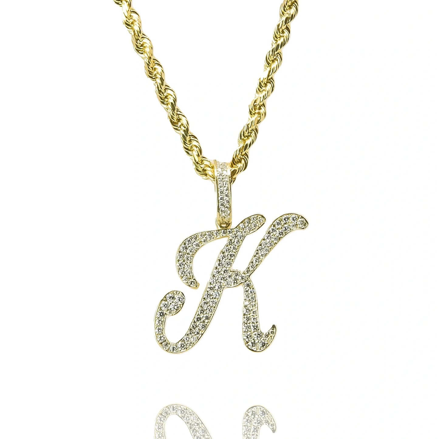 Gold Diamond Initial Pendant Letter K
