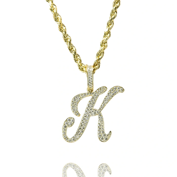 Gold Diamond Initial Pendant Letter K