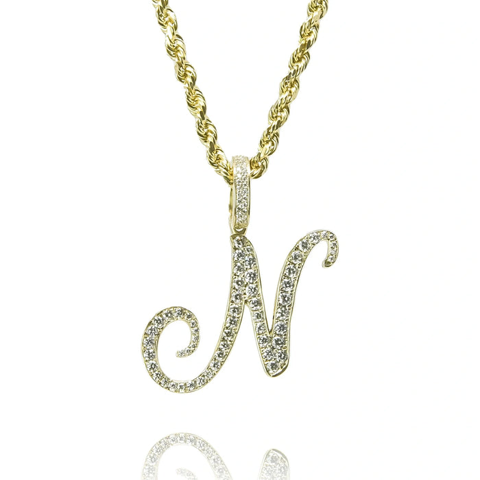 Gold Diamond Initial Pendant Letter N